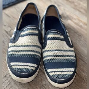 Women's Sperry Navy and White Striped Loafers Size 10